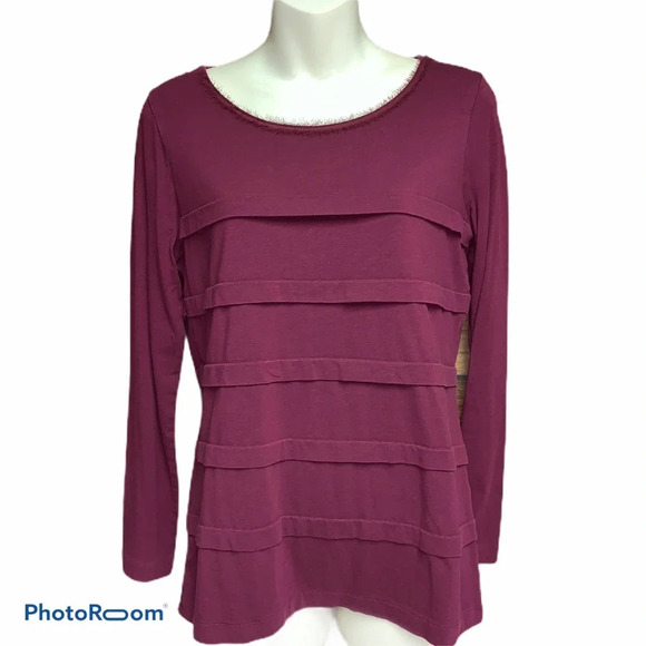 Ann Taylor burgundy long sleeve M top - Picture 1 of 8